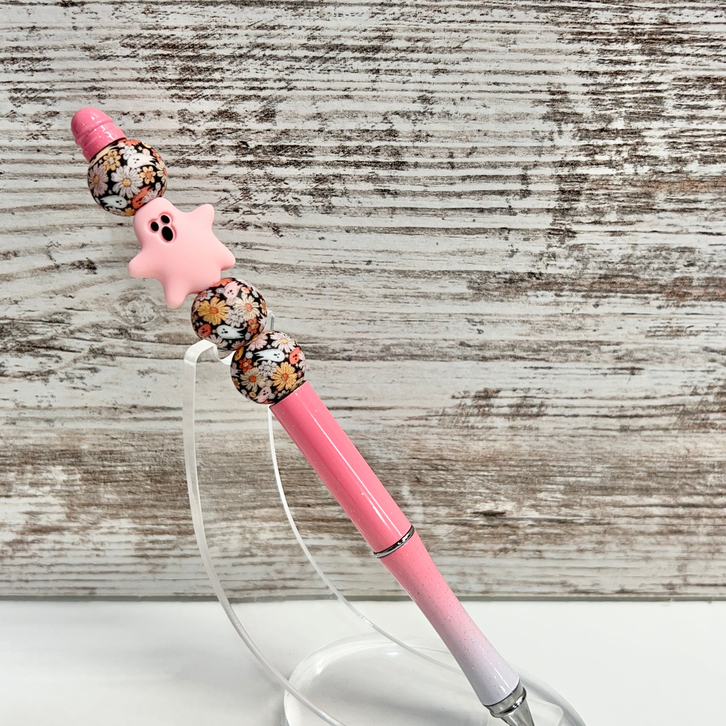 Pink Ghost Garden Ombre Metal Pen
